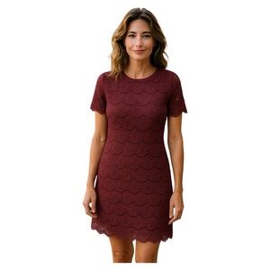 Lulus Burgundy Lace Crochet Lined Dress Cottagecore feminine  Size Large
